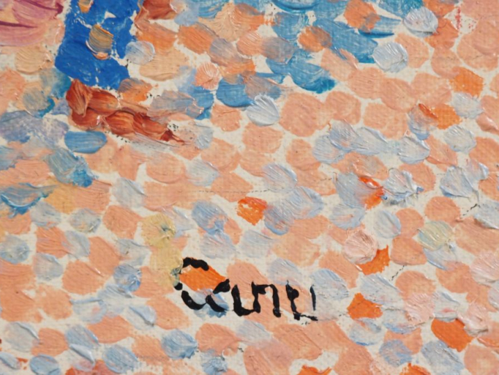 Yvonne CANU. "le port de Collioure" Huile sur toile, signée en bas à d