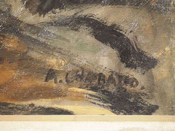 Auguste CHABAUD.  "Labours dans la campagne des Alpilles" Huile sur to