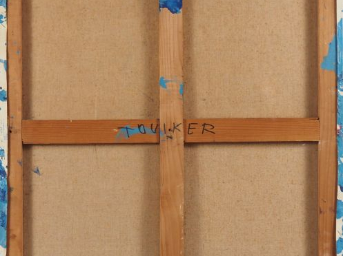 Yves CORBASSIERES. "Composition". Huile sur toile, signée au dos et da