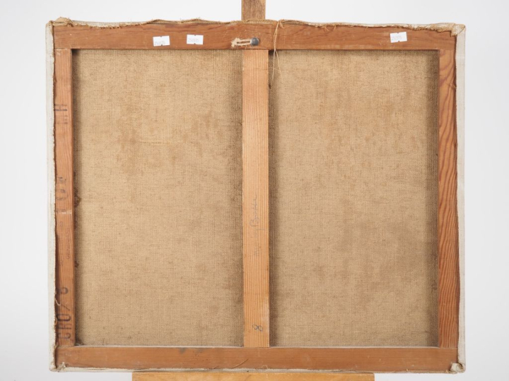 J. CROZES.  "pêcheur au bord du rivage" Huile sur toile, signée en bas