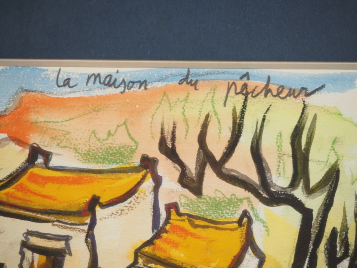 Isabelle DURET-DUJARRIC. "la maison du pêcheur" Aquarelle, signée en b