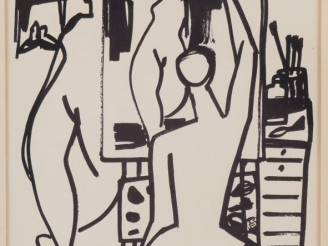 Vente aux enchères Raymond ESPINASSE.  "Etude pour la toile l'atelier" Lithographie signé