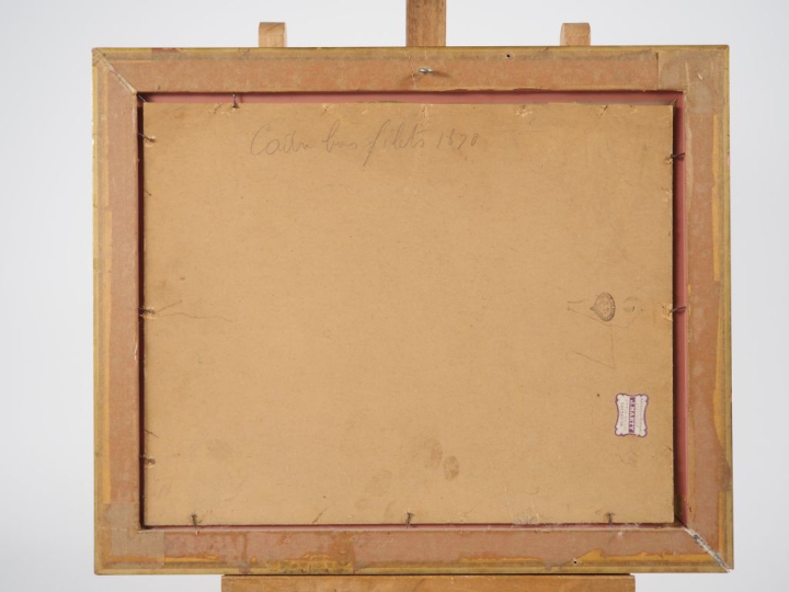 Georges GAUDION.  "Elégantes au bal masqué" Huile sur carton, signée e