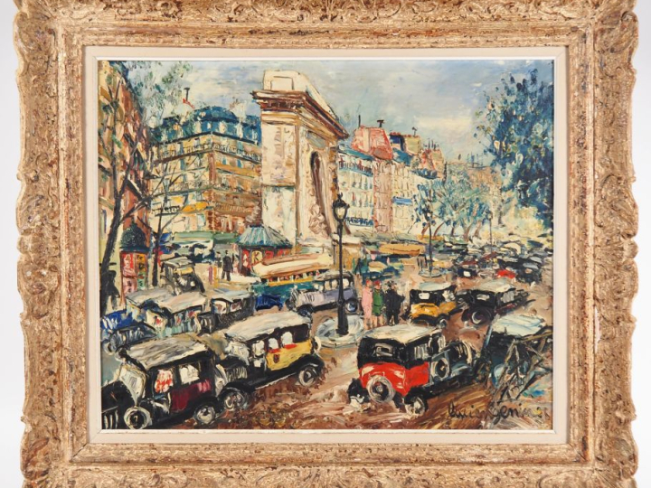 Lucien GENIN. "Paris, la porte" Huile sur toile, signée en bas à droit