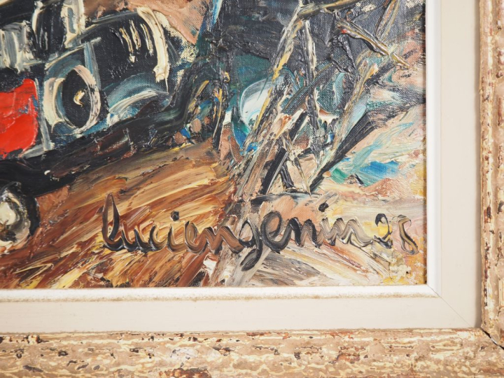 Lucien GENIN. "Paris, la porte" Huile sur toile, signée en bas à droit