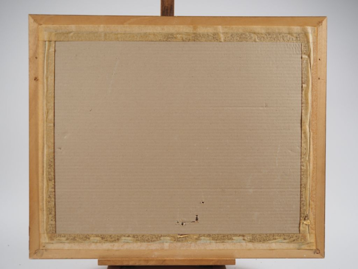 LABREOU.  "portrait de famille" Huile sur toile, marouflée signée en h