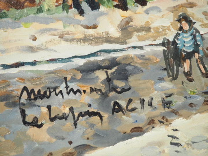 Robert LAVOINE.  "Montmartre, le lapin agile" Huile sur toile, signée 