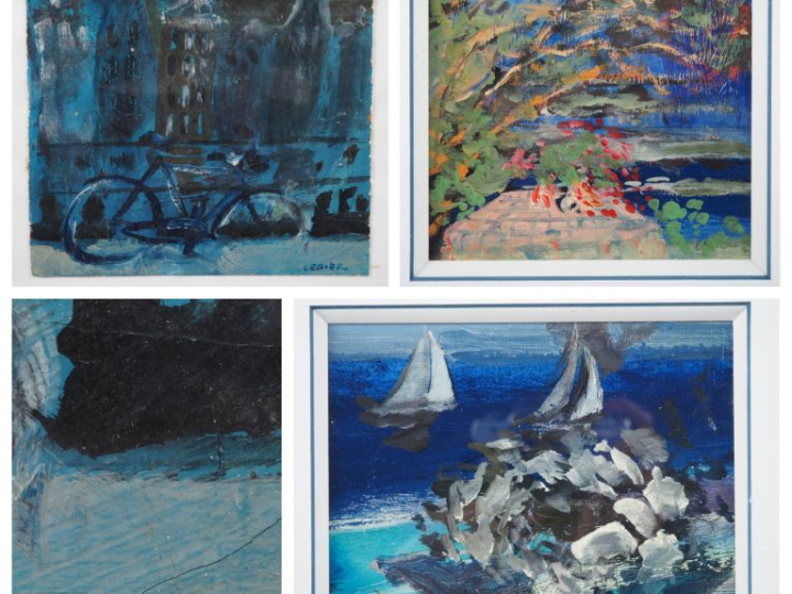 Daniel LEBIER. 3 petites huiles, "paysages". Dim. 11 x 11 cm. Dim. 11,