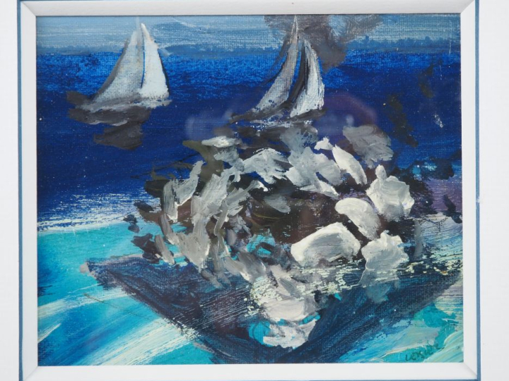 Daniel LEBIER. 3 petites huiles, "paysages". Dim. 11 x 11 cm. Dim. 11,