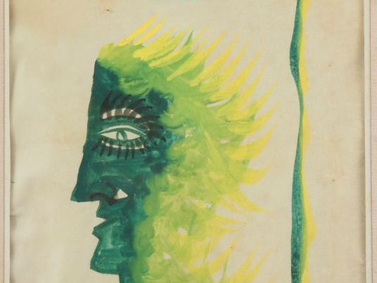 Jean LURCAT. "portrait d'homme de profil" Aquarelle et gouache sur vél