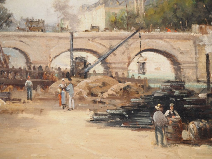 Gustave MASCART. "Notre Dame, vue depuis la Seine" Huile sur toile, si