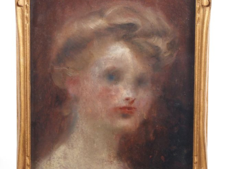 Vente aux enchères Antonin MERCIE (attribué à). "portrait" Huile sur papier Dim. À vue : 