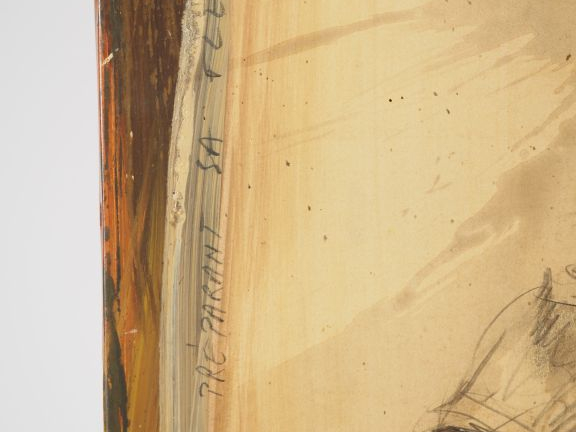 Emmanuel MICHEL.  "le chasseur" Technique mixte, signée en bas à droit