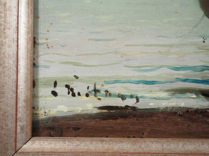 Louis NATTERO (1870-1915) "Barque de pêcheurs dans les calanques". Hui