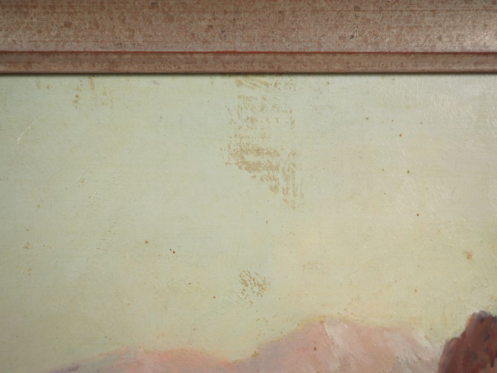 Louis NATTERO (1870-1915) "Barque de pêcheurs dans les calanques". Hui
