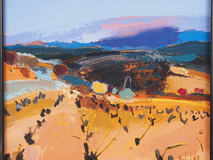 Michel NO. "Paysages des Pyrénées orientales". Huile sur toile, signée