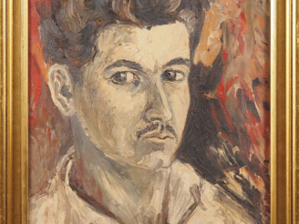 Vente aux enchères Marc PESSIN.  "portrait d'homme" Huile sur carton, signée en bas à dro