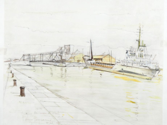 Vente aux enchères Rémy PEYRANNE.  "Sète, les quais et le pont levant"