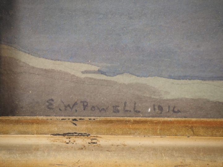 E. W. POWEL. "Côte rocheuse". Aquarelle, signée en bas à gauche et dat