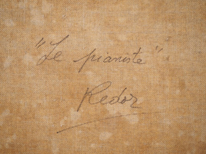REDOR. "le pianiste" Huile sur toile, signée en bas à droite et titrée