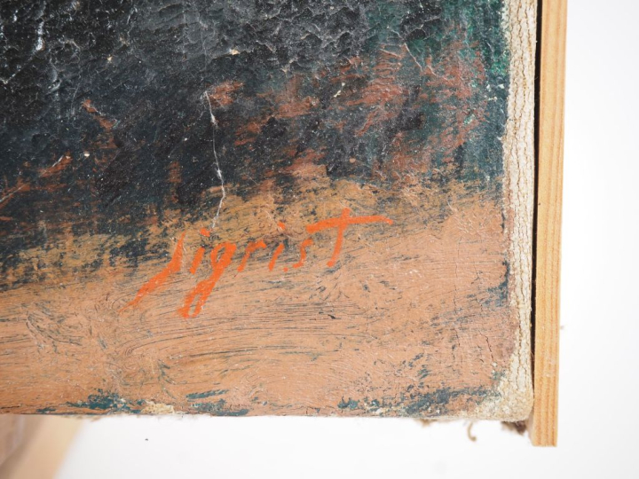 Edmond SIGRIST.  "nue" Huile sur toile, signée en bas à droite Dim. 65