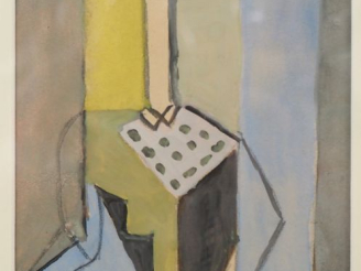 Vente aux enchères K. STOYA. "Portrait de femme cubiste". Aquarelle gouachée, signée et d