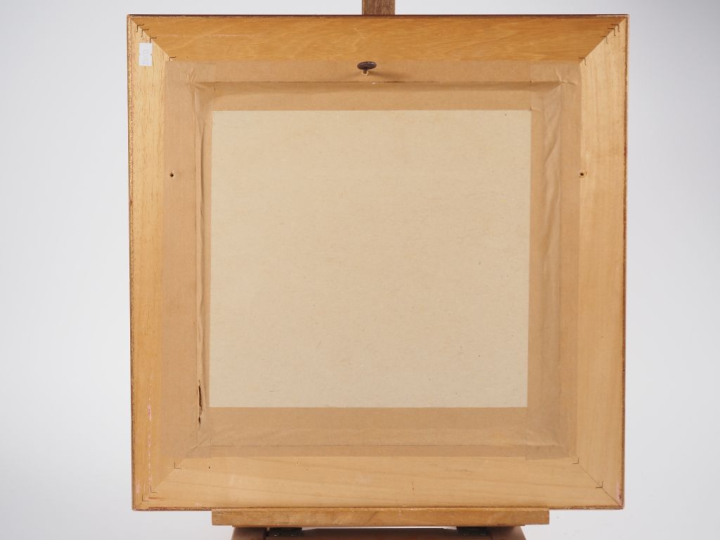 K. STOYA. "Nature morte à la coupe de fruits". Aquarelle gouachée sign