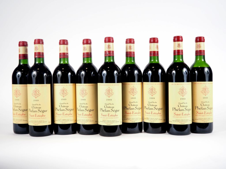 9 BOUTEILLES CHÂTEAU PHÉLAN SÉGUR SAINT ESTÈPHE - 1989 - CBO - 2 BONS 