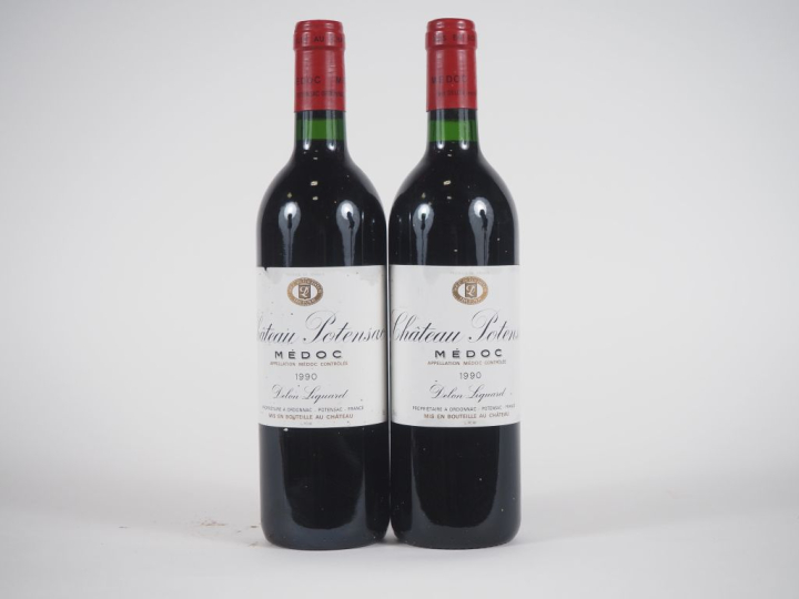 2 BOUTEILLES CHÂTEAU POTENSAC MÉDOC - 1990 - ELT