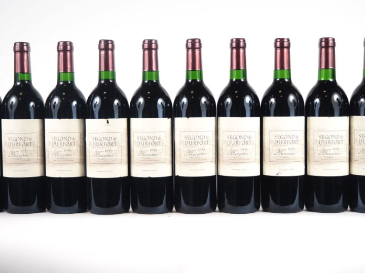 10 BOUTEILLES SECOND DE DURFORT MARGAUX - 1993 - 3 BONS NIVEAUX/2 ELA 