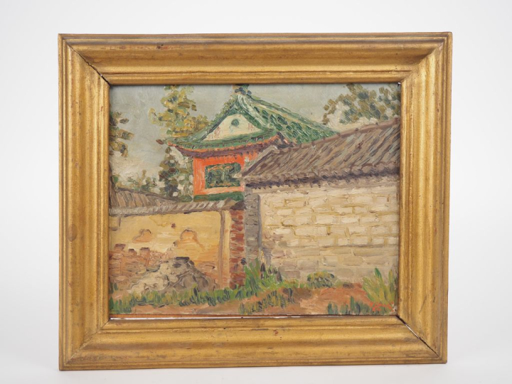 Peinture à l’huile sur carton contrecollé sur panneau, représentant un