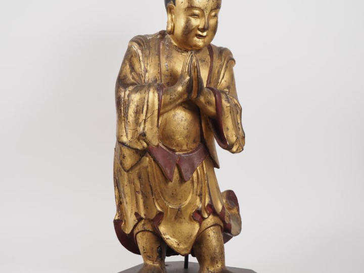 Chine, XVIII-XIXe siècle Important sujet en bois, anciennement laqué b