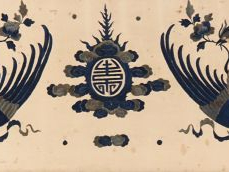 Vente aux enchères Chine, XXe siècle Broderie sur papier, à décor en camaïeu de bleu, de 