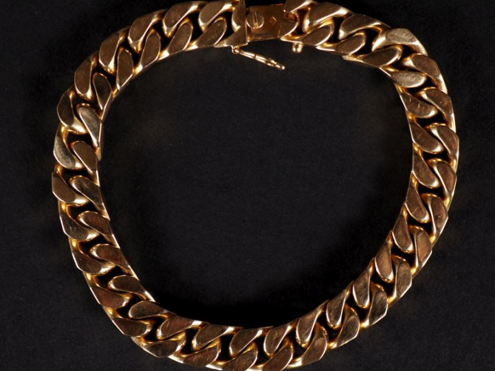 Bracelet souple en or jaune 750, maille gourmette.  Long. 19,2 cm Larg