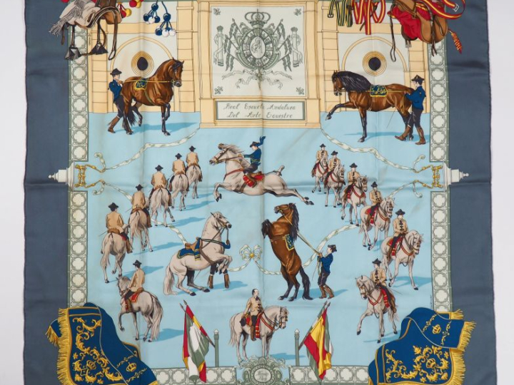 HERMES, Paris Carré de soie, modèle "Real Escuela Andaluza Del Arte Eq