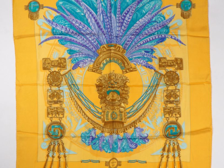 HERMES, Paris Carré de soie, modèle "Mexique".  Design par Caty Latham