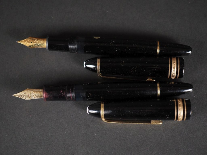 MONTBLANC, Meisterstuck n°146 Deux stylos plume en résine noir et méta