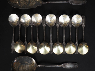 Vente aux enchères Service à glace de style Louis XVI en argent et vermeil, poinçon Miner