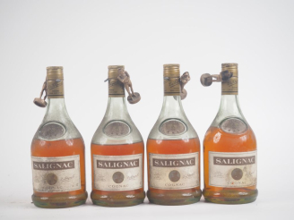 Vente aux enchères 4 BOUTEILLES COGNAC SALIGNAC SPÉCIAL 70 cl - NIVEAUX BAS 