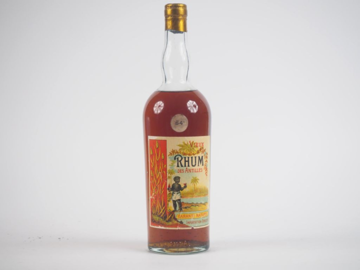 1 VIEILLE BOUTEILLE VIEUX RHUM DES ANTILLES 100 cl - 54 % 