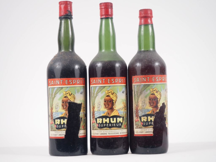 3 VIEILLES BOUTEILLES RHUM NEGRITA SAINT ESPRIT - 2 ÉTIQUETTES DÉCHIRÉ