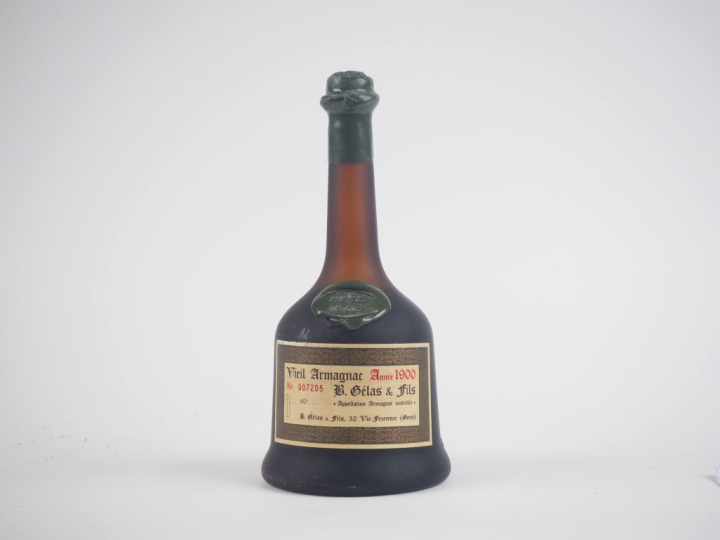 1 BOUTEILLE VIEIL ARMAGNAC B.GÉLAS ET FILS - 1900 - CAPS ABIMÉE 