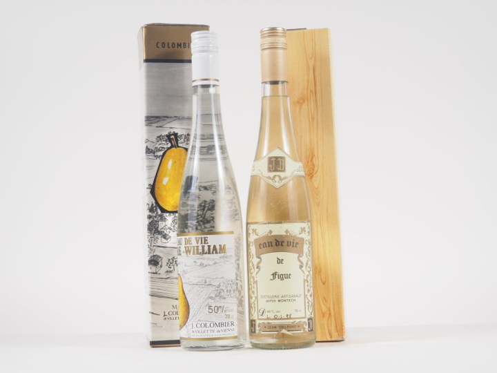 2 BOUTEILLES : 1 EAU DE VIE DE POIRE WILIAMS J.COLOMBIER 70 cl - 50% -