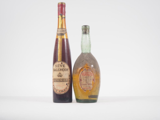 Vente aux enchères 2 BOUTEILLES : 1 SÈVE SALENÇON CUSENIER/1 LIQUEUR DES ALPES MAURICETTE
