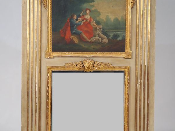 Trumeau début XIXème de style Louis XVI, peinture à décor de scène gal