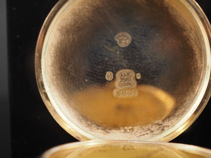 ZENITH (?) Montre de poche chronographe aveugle en or jaune 585.  Cadr