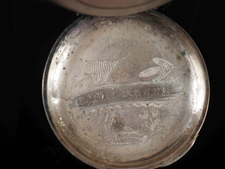 Seconde moitié du XIXe siècle Montre de gousset en argent. Cadran émai