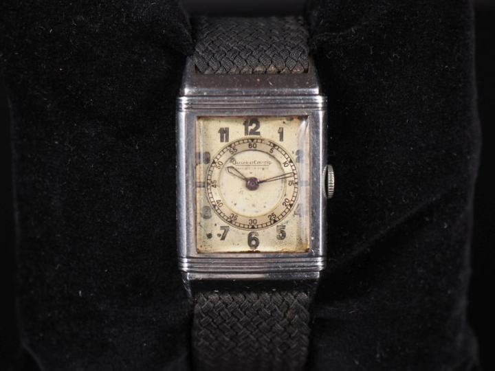 JAEGER LECOULTRE, Reverso Montre bracelet d'homme en acier.  Cadran à 