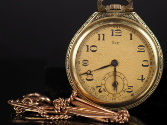 Vente aux enchères LIP Montre de gousset en plaqué or.  Cadran à chiffres arabes pour les