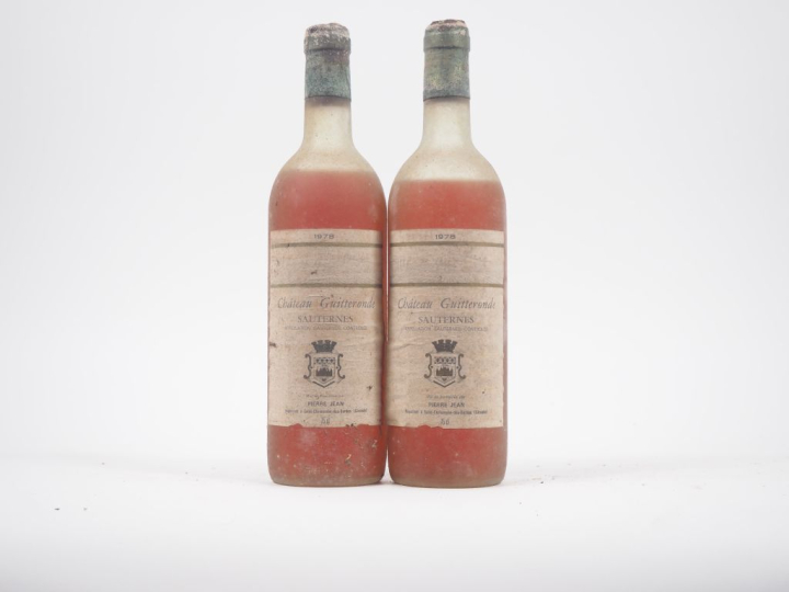2 BOUTEILLES CHÂTEAU GUITERONDE SAUTERNES - 1978 - 1 BEP/1 VIDANGE/ES/